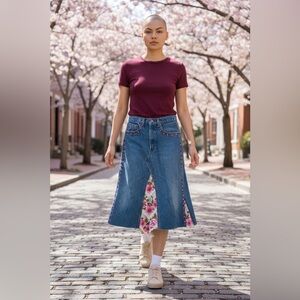 Vintage Buzz 18 Blue Denim Bejeweled Rhinestone Jean Skirt Levi Strauss SO5033